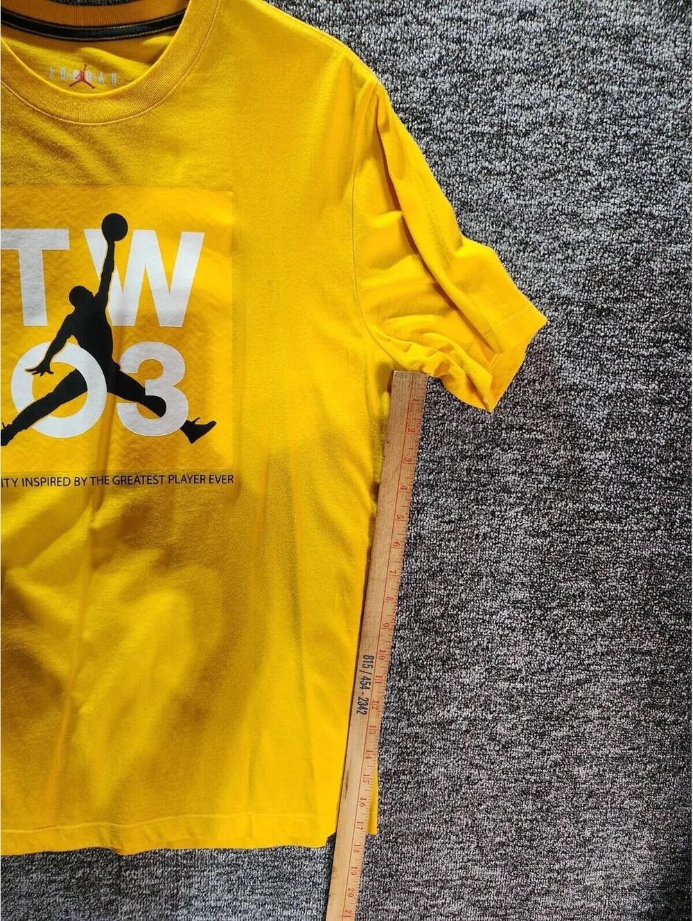 Jordan Jumpman TW 93 Graphic Men's Yellow Crew Neck Short Sleeve T-Shirt Size L - Picture 7 of 10